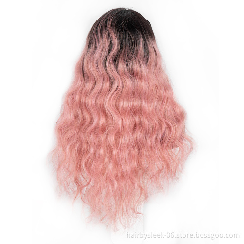 Rebecca super long straight deep body wave braid ombre color Different hair styles in pink synthetic hair headband wig for woman